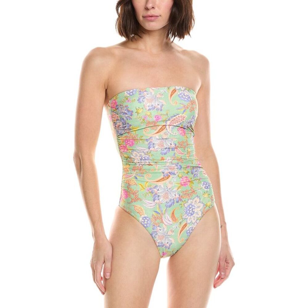 Monte And Lou Womens Ruched Bandeau One-Piece, Pink